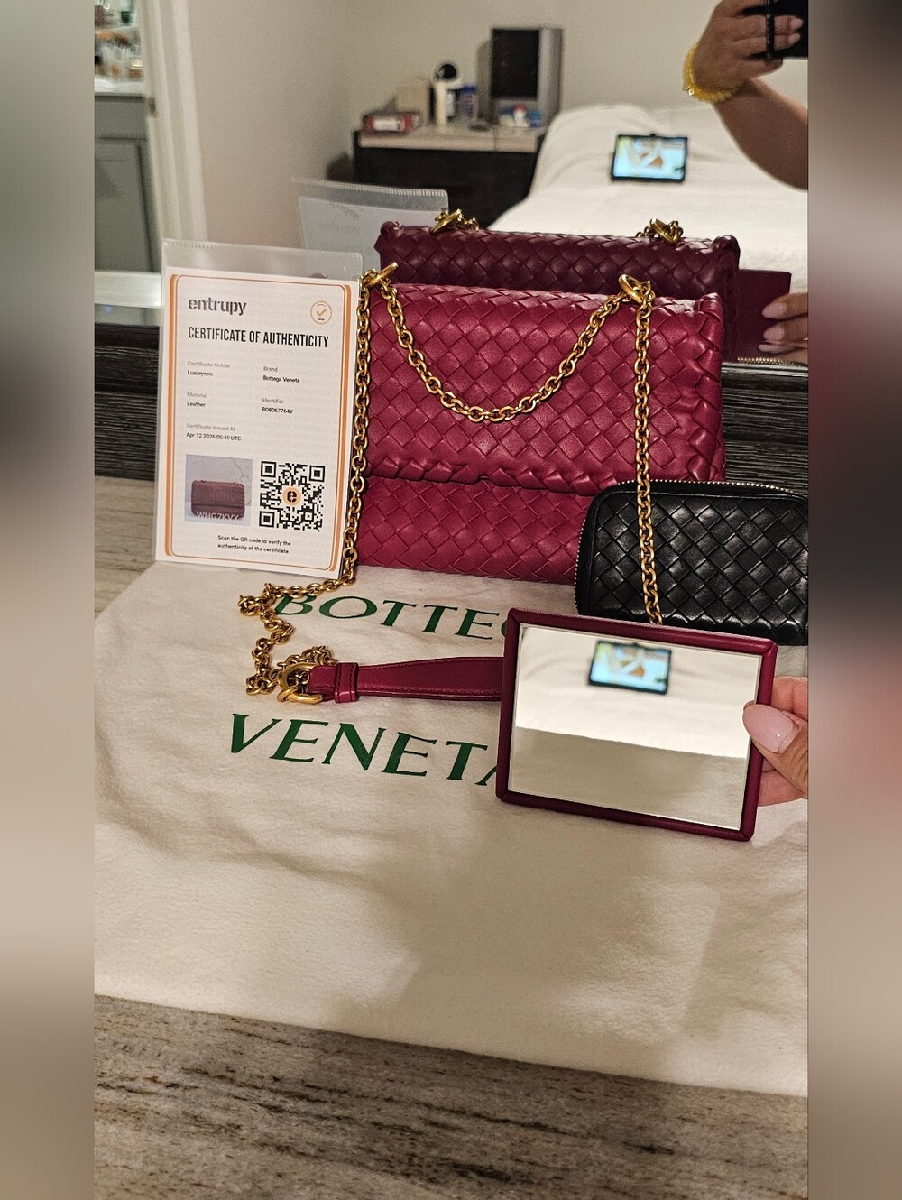 Bottega Veneta Intrecciato Chain Crossbody Including A Bottega Compact Wallet